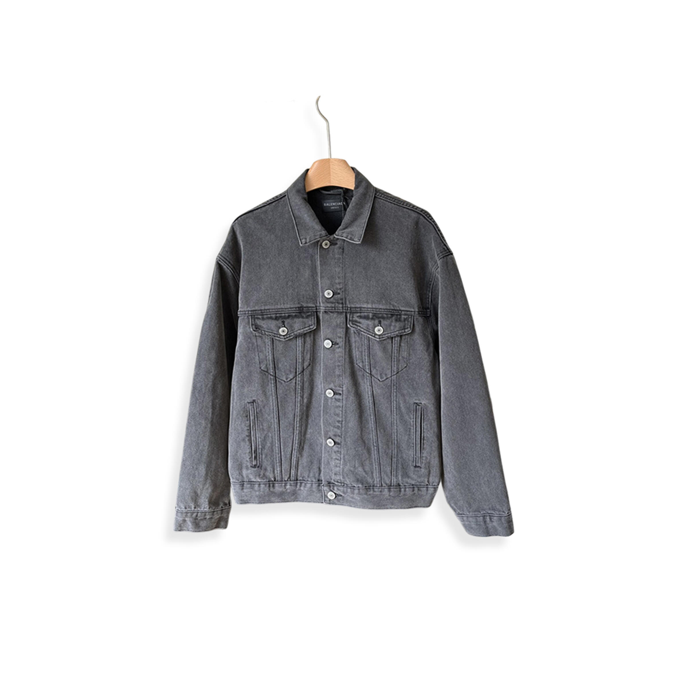 BALENCIAGA LOGO-PRINT DENIM JACKET BLACK 